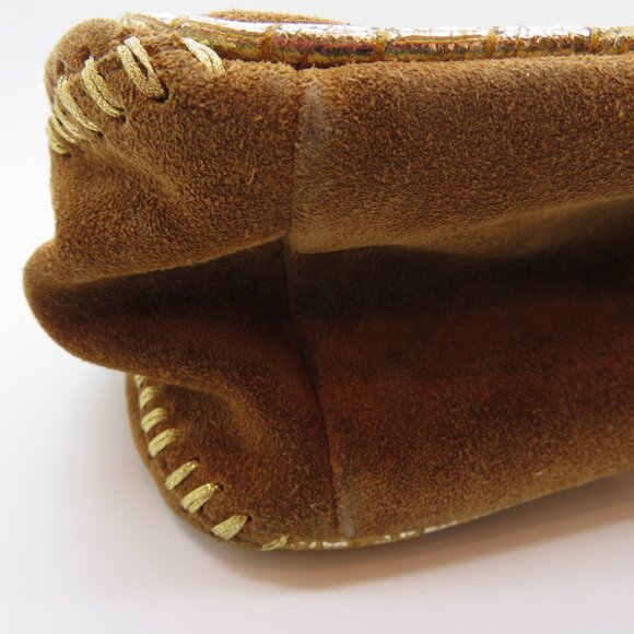 Women Handheld Brown Suede Leather Purse Fatto a Mano by Carlos Falchi Small Bag - Picture 14 of 16
